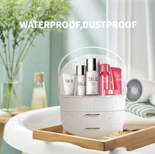 DailyTrade Makeup bag Storage Box, Countertop Portable Vanity Cosmetics MAKE UP bathroom organizers and Storage Cosmetics Organizer Box for Countertop & Drawers Skincare Organizers