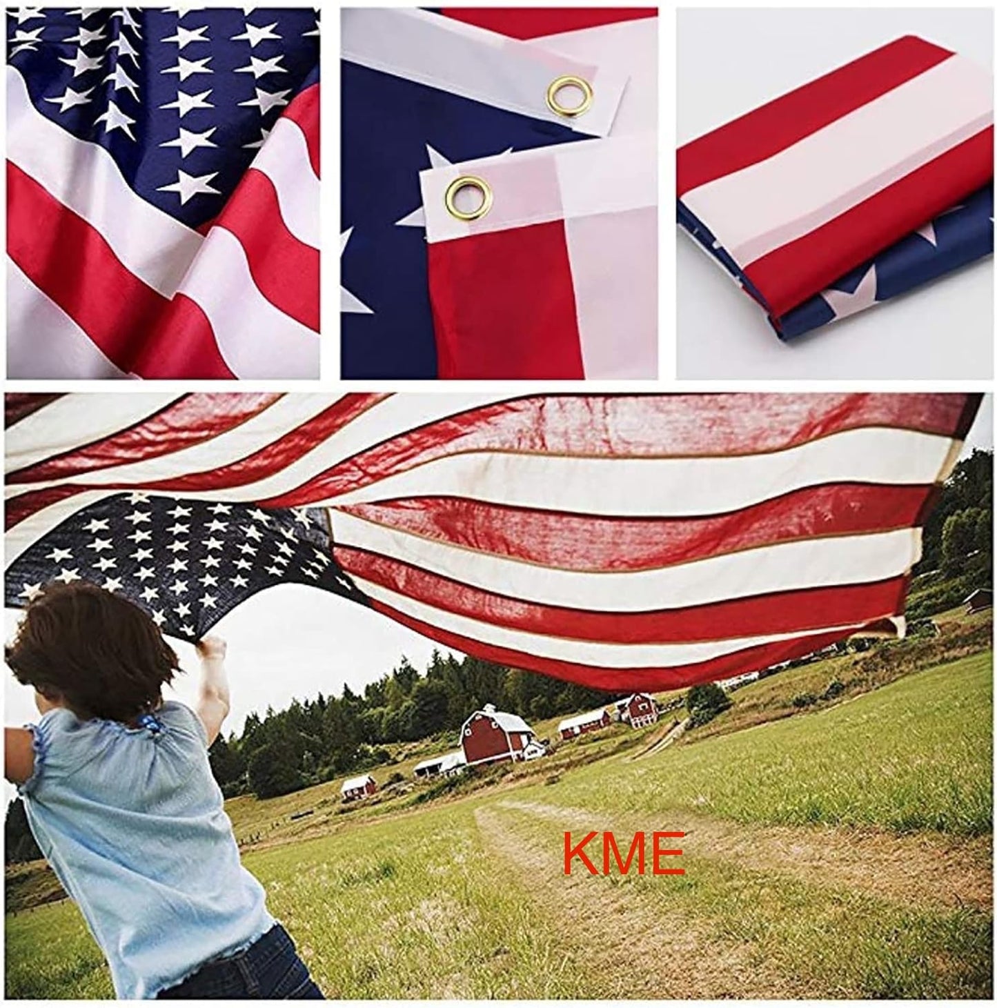 American Flag 3x5 FT Outdoor - USA Nylon US Flags with Embroidered Stars, Sewn Stripes and Brass Grommets