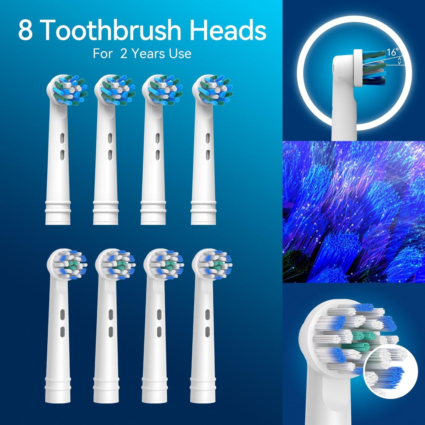 SEAGO Rotating Electric Toothbrush with 8 Round Brush Heads, with 5 Cleaning Modes, Sonic Technology Whitening Teeth in 14 Days, for Adult Children,SG-2603
