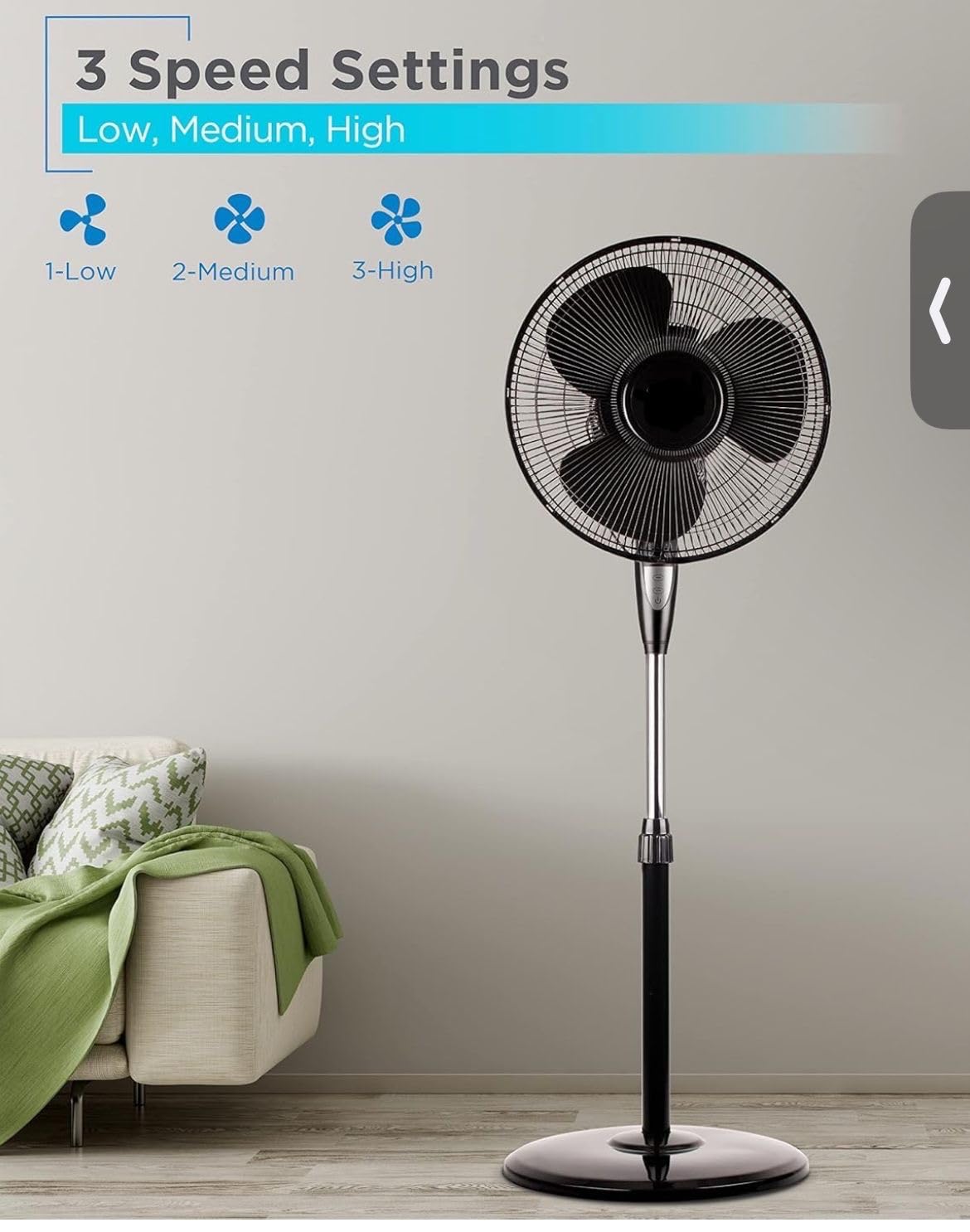 Pedestal Floor Fan 16 or 18 Inch Standing Fan for Home Office Bedroom with Oscillating Dual Blades Quiet AC Motor Adjustable Height Remote Control Timer Tilt Head Powerful Electric Fan