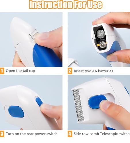 DailyTrade Electric Pet Grooming Comb, Removes Loose Hair, Suitable for Cats, Dogs & Rabbits, white