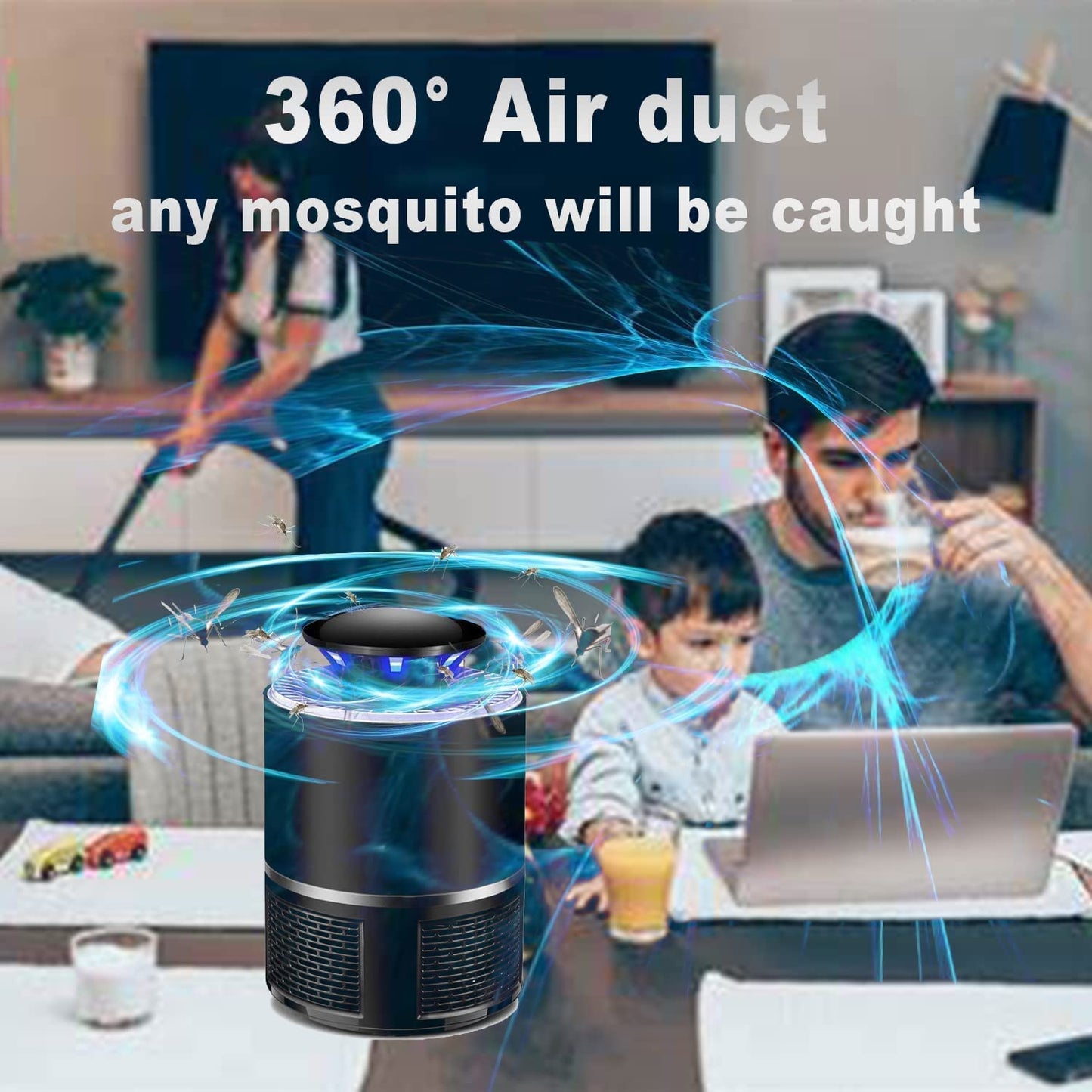 WowCatch Fruit Fly Trap, Electric Mosquito & Fly Zappers/Killer - Insect Attractant Trap Powerful Little Gnats, Hangable Mosquito Lamp for Home, Indoor, Outdoor, Patio (Black)
