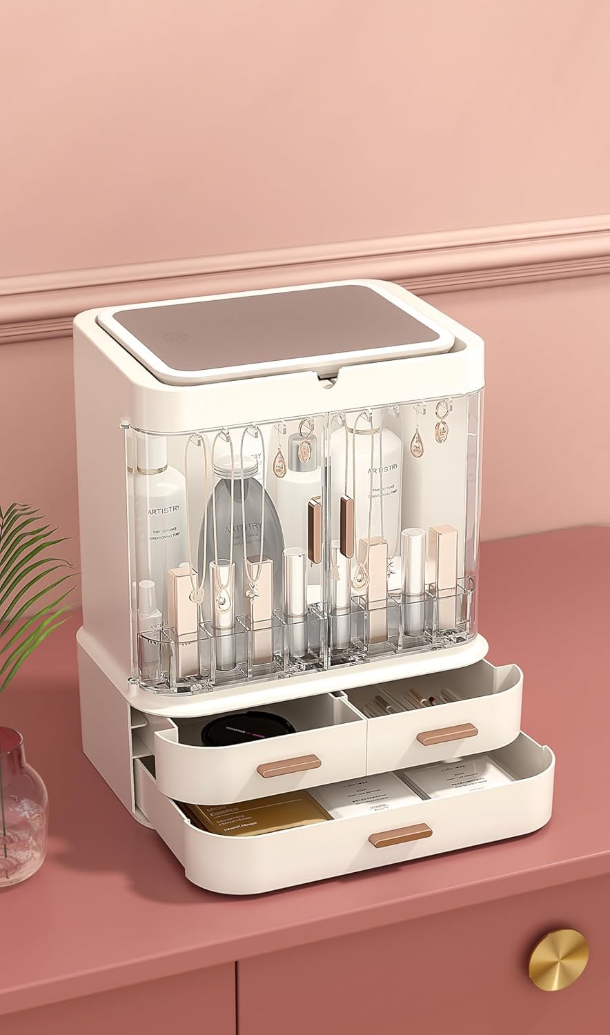 DailyTrade Makeup bag Storage Box, Countertop Portable Vanity Cosmetics MAKE UP bathroom organizers and Storage Cosmetics Organizer Box for Countertop & Drawers Skincare Organizers