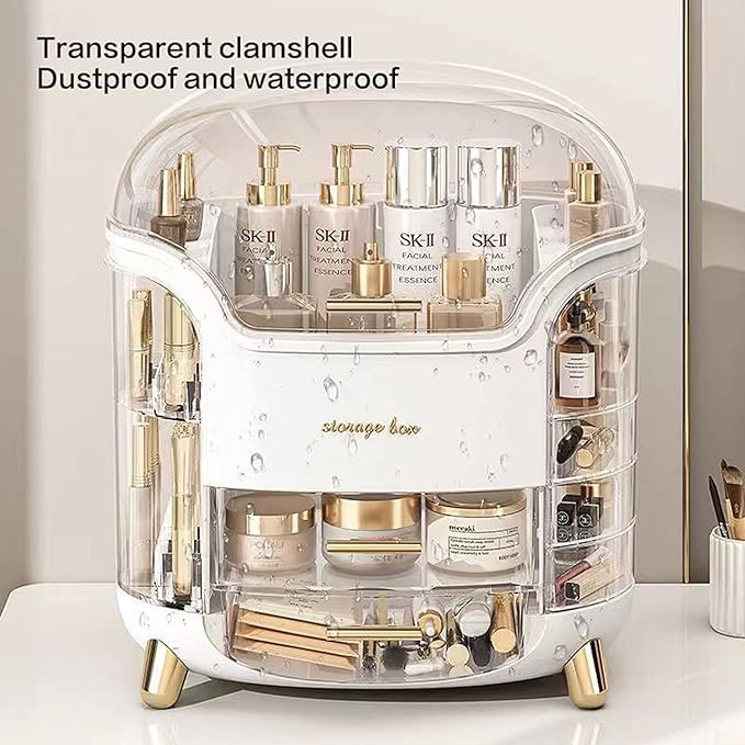 DailyTrade Makeup bag Storage Box, Countertop Portable Vanity Cosmetics MAKE UP bathroom organizers and Storage Cosmetics Organizer Box for Countertop & Drawers Skincare Organizers