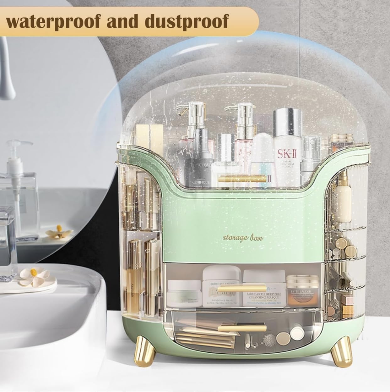 DailyTrade Makeup bag Storage Box, Countertop Portable Vanity Cosmetics MAKE UP bathroom organizers and Storage Cosmetics Organizer Box for Countertop & Drawers Skincare Organizers