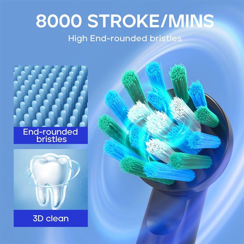 Electric Toothbrush for Adults with 3 Brush Heads, 5 Modes Rechargeable Power Toothbrush, 2 Min Smart Timer and IPX7 Waterproof (Black)