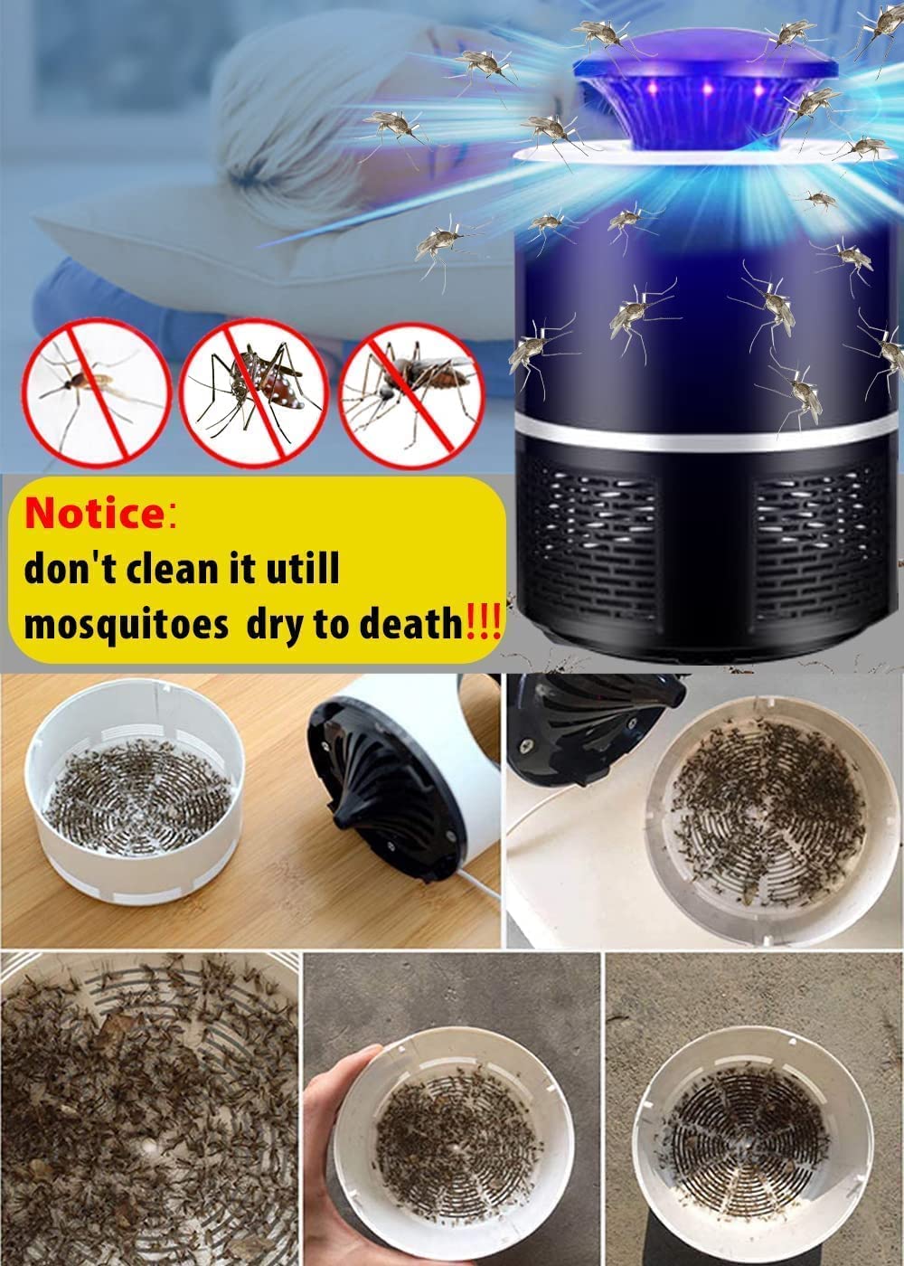 WowCatch Fruit Fly Trap, Electric Mosquito & Fly Zappers/Killer - Insect Attractant Trap Powerful Little Gnats, Hangable Mosquito Lamp for Home, Indoor, Outdoor, Patio (Black)