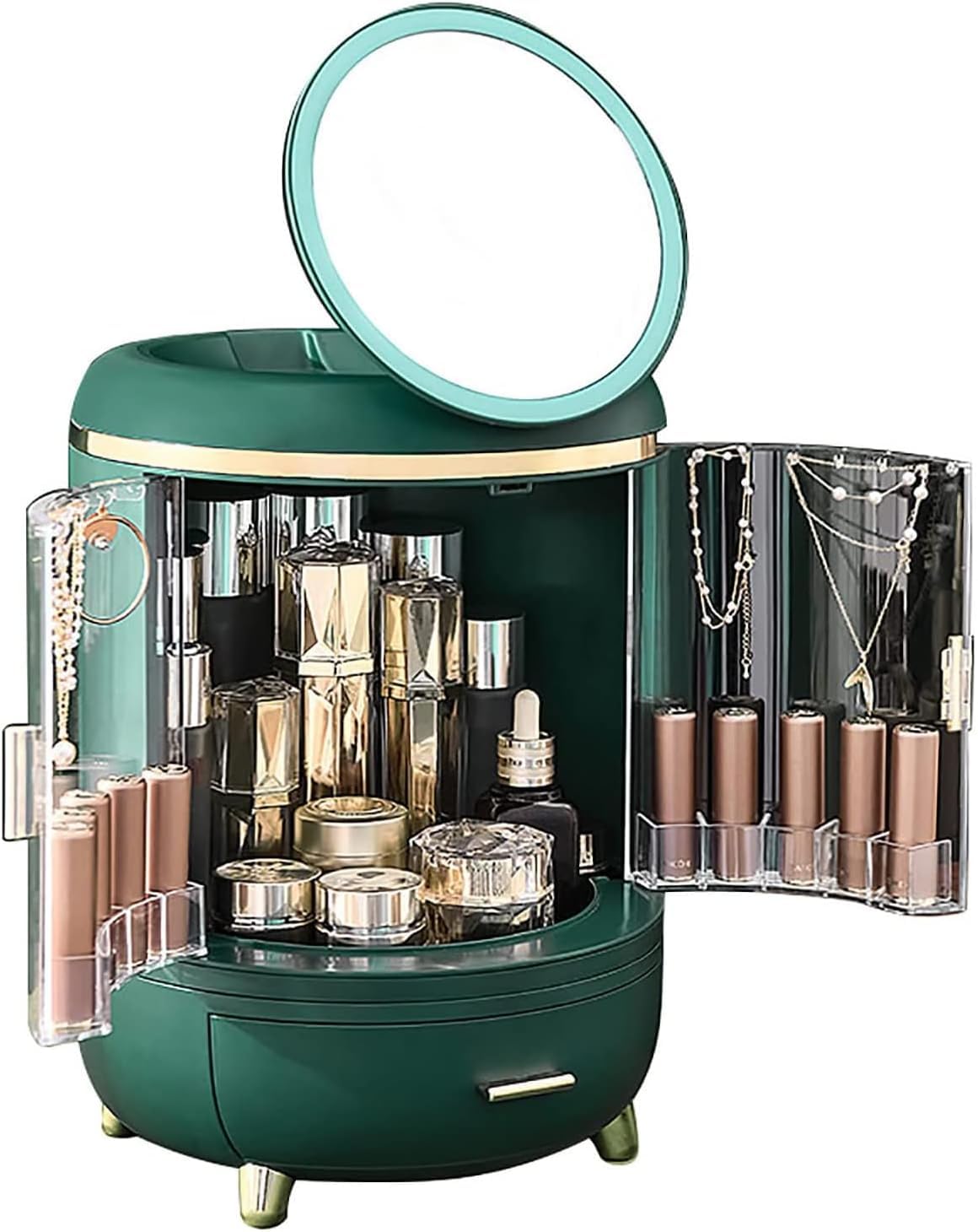 DailyTrade Makeup bag Storage Box, Countertop Portable Vanity Cosmetics MAKE UP bathroom organizers and Storage Cosmetics Organizer Box for Countertop & Drawers Skincare Organizers