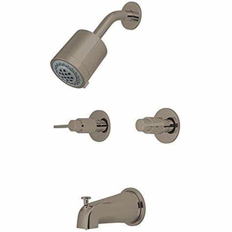 Dubai Triple Handle Tub and Shower Faucet, Brushed Nickel