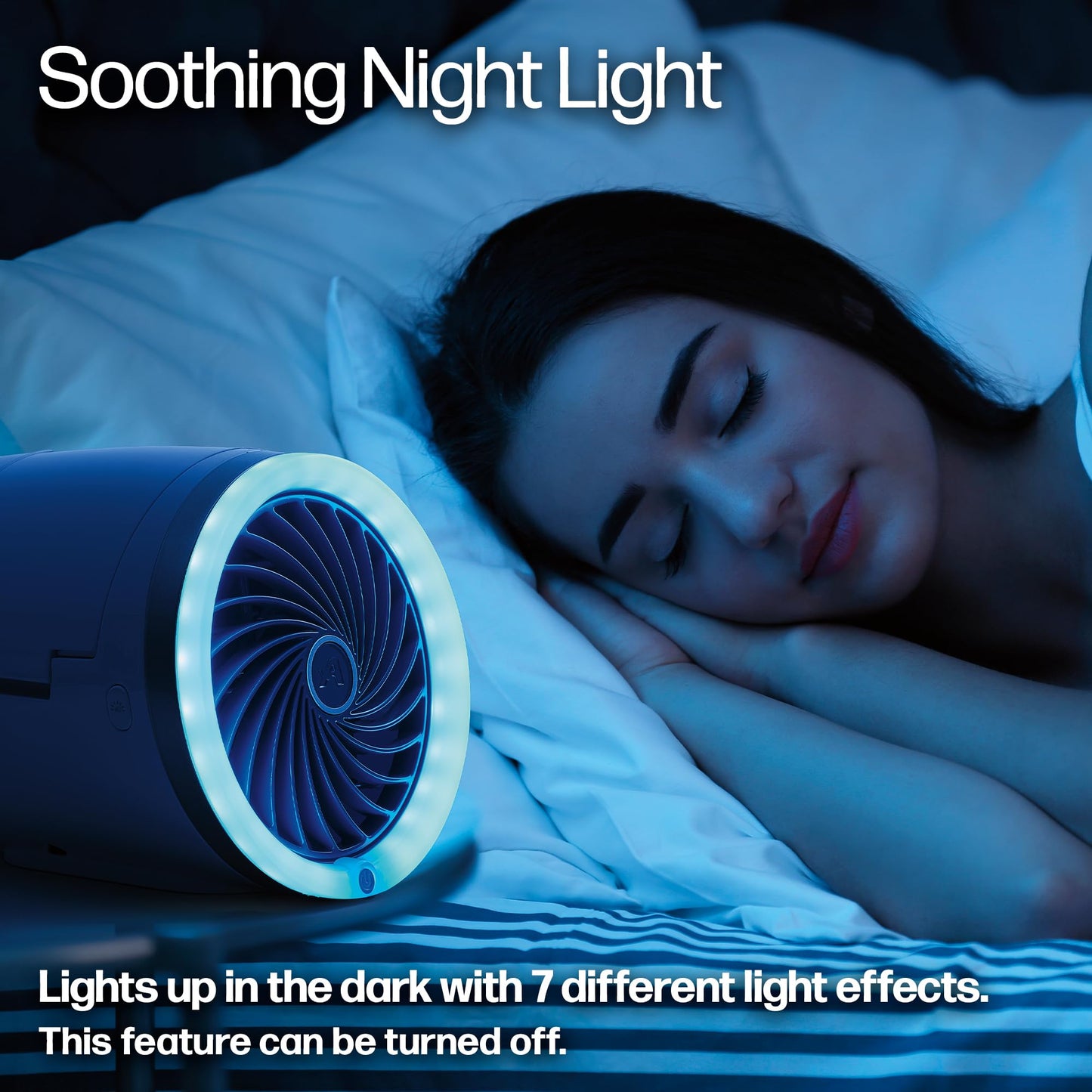 Arctic Air Ice Jet Personal Air Cooler, 3-Speed Room Cooler with Reusable Ice Packs, Portable Cooler with Multi-Directional Vent & 7 LED Lights, Whisper-Quiet Air Cooler for Room
