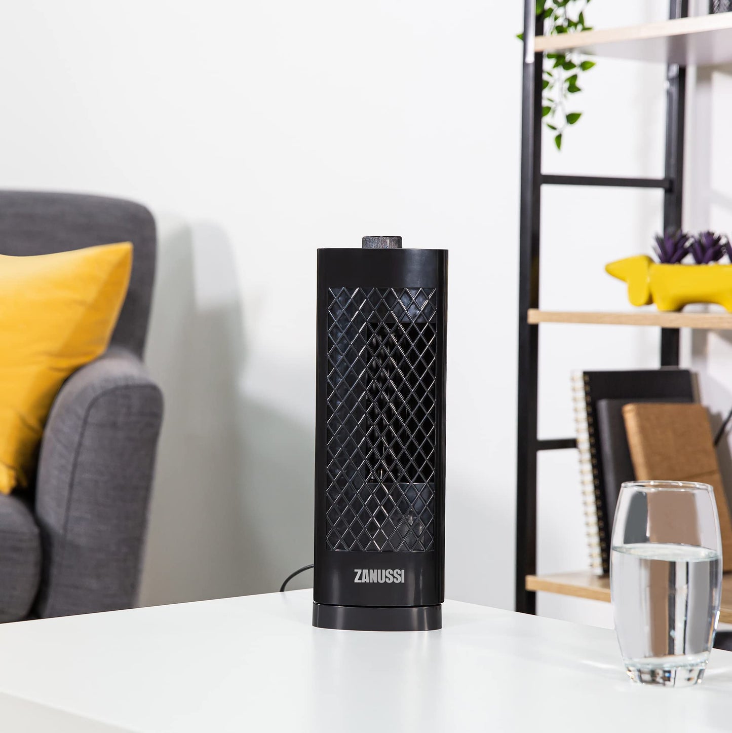 Zanussi 13" Inch, Lightweight, Portable Mini Tower Fan, 3 Speeds, Wide-Angled Oscillation, Powerful Airflow, Quiet Operation, Perfect For Homes Or Office, Black - ZNTF1321B