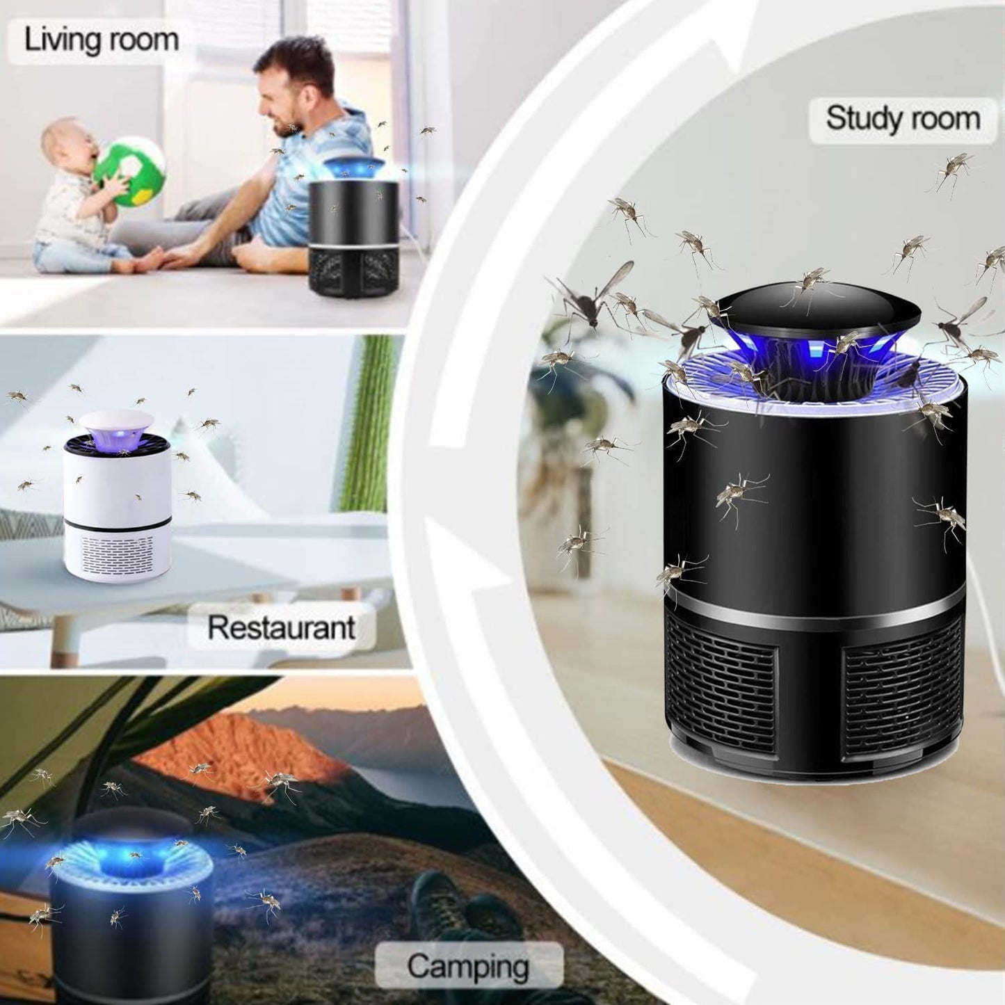 WowCatch Fruit Fly Trap, Electric Mosquito & Fly Zappers/Killer - Insect Attractant Trap Powerful Little Gnats, Hangable Mosquito Lamp for Home, Indoor, Outdoor, Patio (Black)
