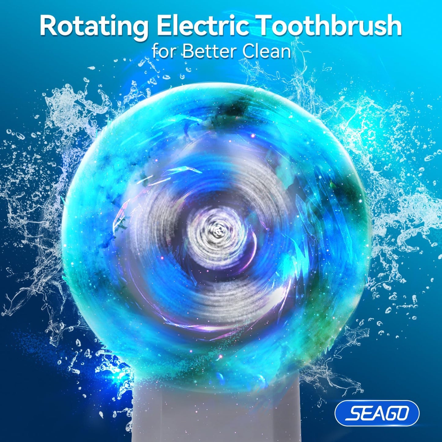 SEAGO Rotating Electric Toothbrush with 8 Round Brush Heads, with 5 Cleaning Modes, Sonic Technology Whitening Teeth in 14 Days, for Adult Children,SG-2603