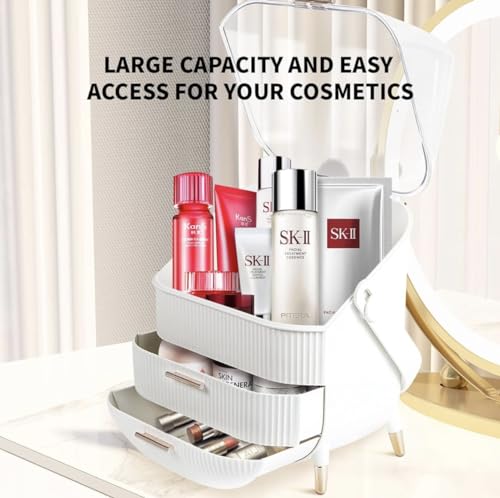 DailyTrade Makeup bag Storage Box, Countertop Portable Vanity Cosmetics MAKE UP bathroom organizers and Storage Cosmetics Organizer Box for Countertop & Drawers Skincare Organizers