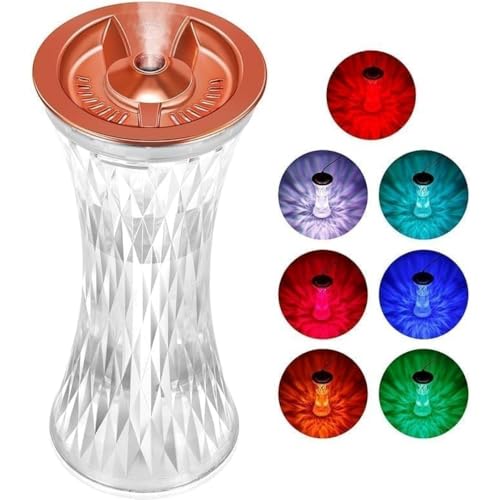 Crystal Table Lamp Humidifier, Cool Mist, 7 Colors LED Night Light, Aromatherapy Diffuser, USB Charging