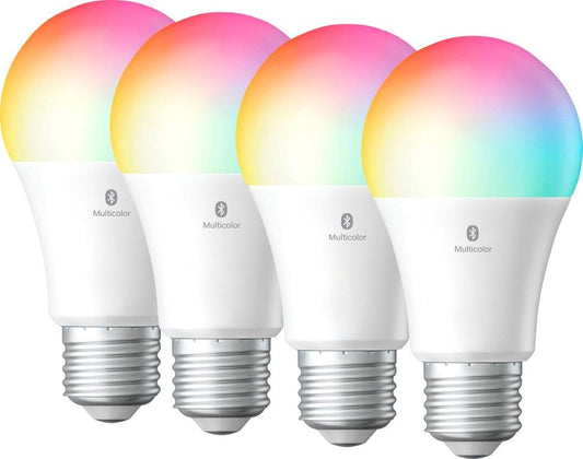 Smart Light Bulbs by KME, Color Changing Alexa/Bluetooth Mesh, Dimmable LED Bulb A19 E26 Multicolor, High CRI, High Brightness, 8.7W 800LM, 4/Pack
