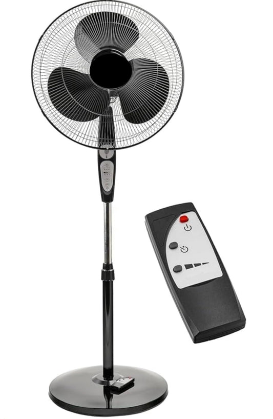 Pedestal Floor Fan 16 or 18 Inch Standing Fan for Home Office Bedroom with Oscillating Dual Blades Quiet AC Motor Adjustable Height Remote Control Timer Tilt Head Powerful Electric Fan
