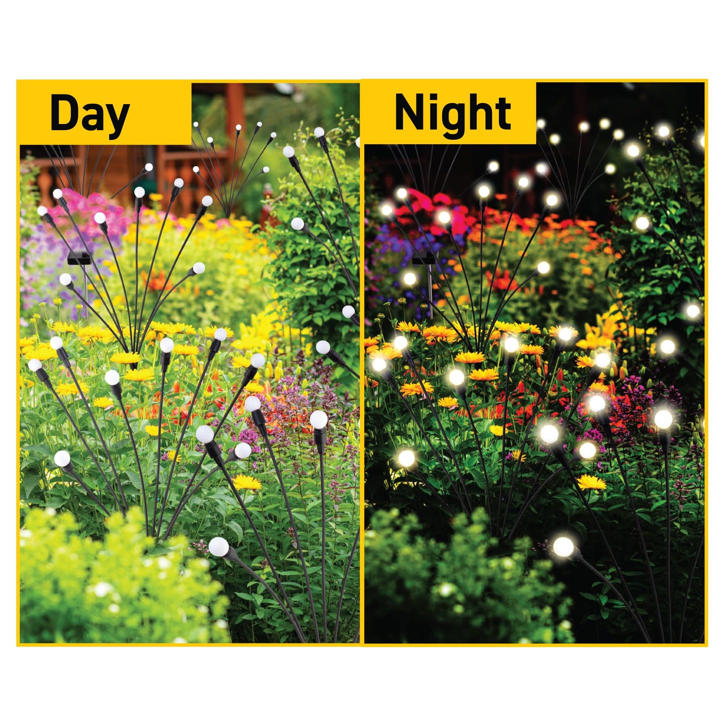 Sensor Brite Solar Garden Lights, Adjustable Firefly Lights with 10-Hour Illumination, Auto ON/Off Outdoor Garden Lights, Easy Install LED Light Pair, Weatherproof Garden Decor, Pack of 2
