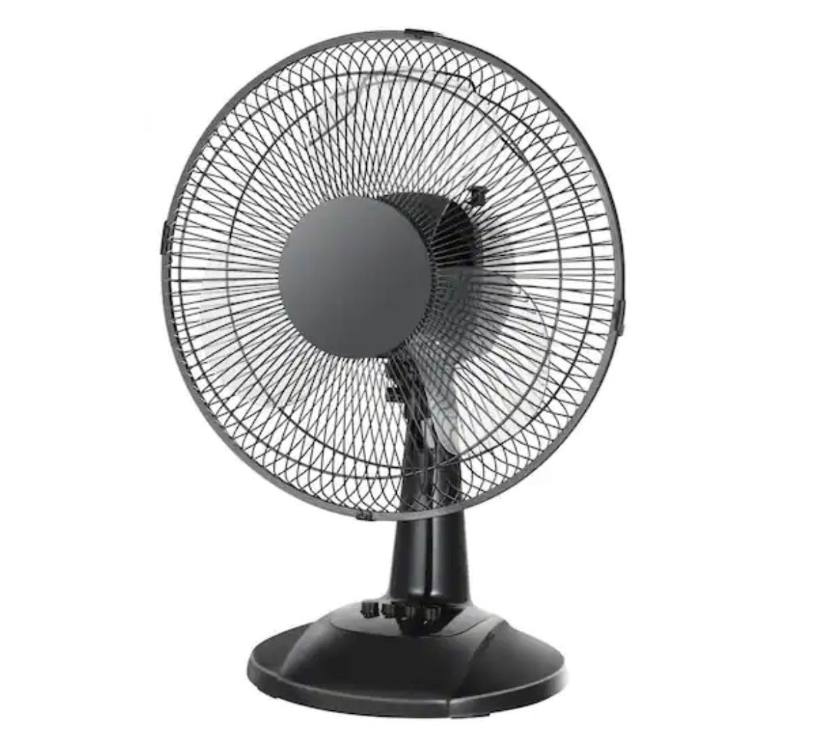 DailyTrade 12in Table Fan, Desk Fan, quiet small indoor fan, Ideal for Home, Bedroom, Dorm & Office,