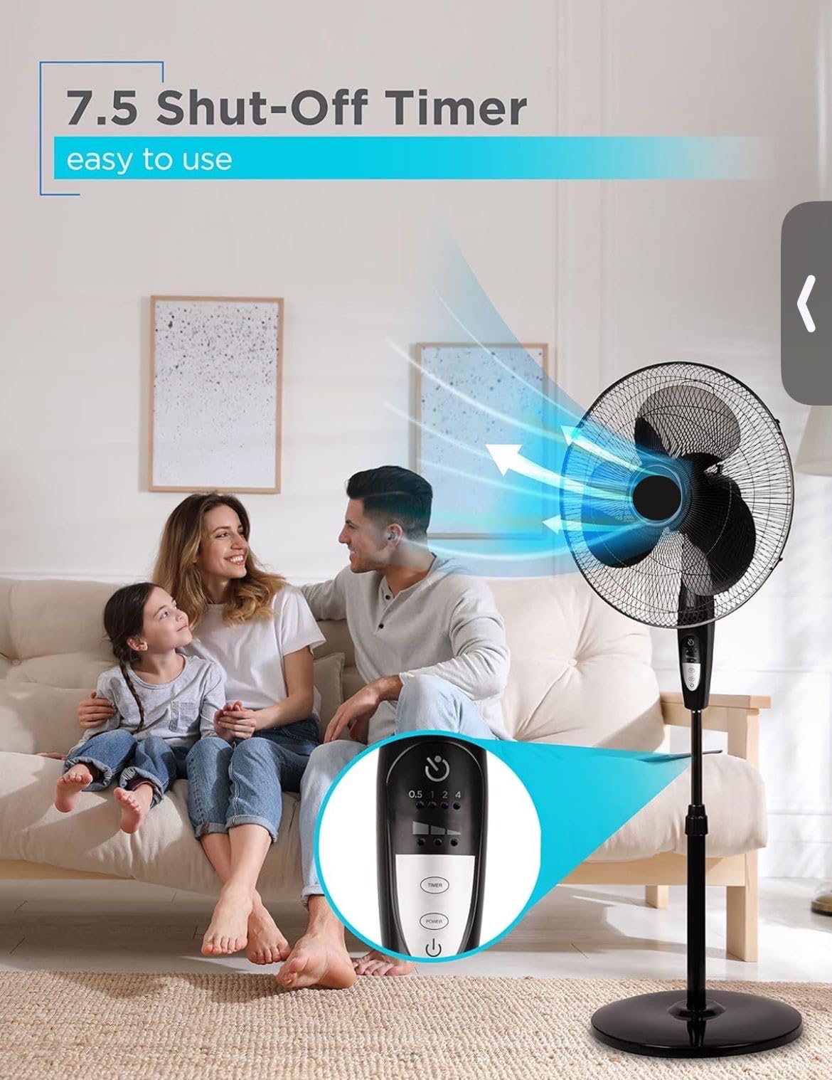 Pedestal Floor Fan 16 or 18 Inch Standing Fan for Home Office Bedroom with Oscillating Dual Blades Quiet AC Motor Adjustable Height Remote Control Timer Tilt Head Powerful Electric Fan