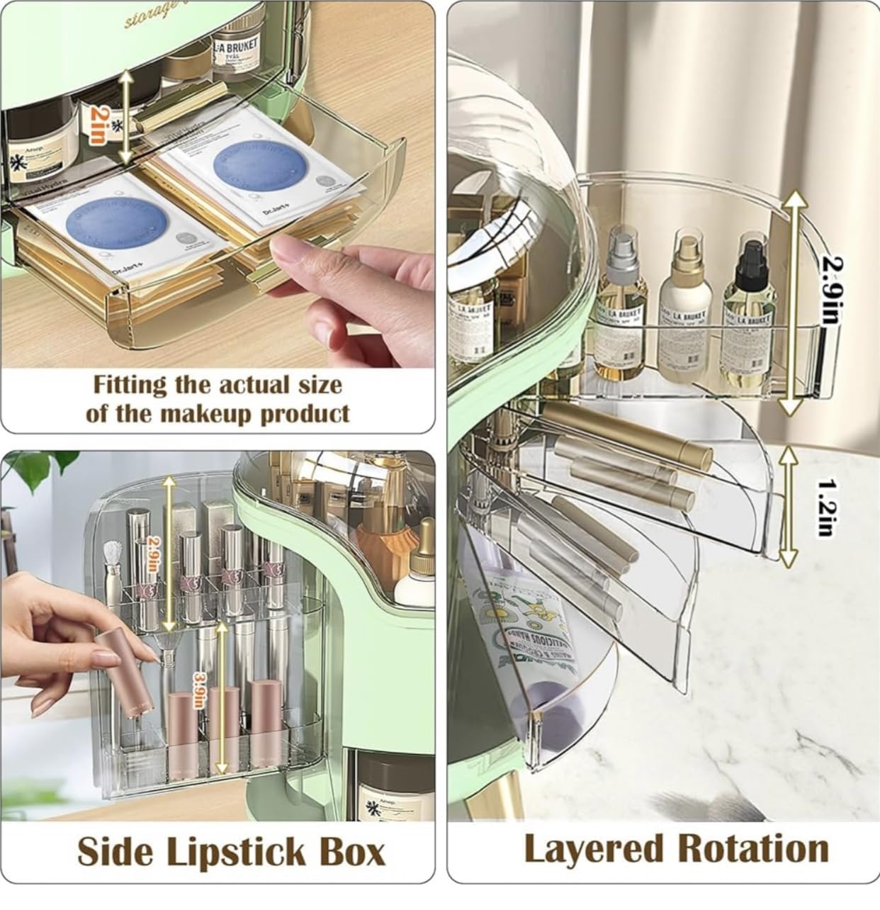 DailyTrade Makeup bag Storage Box, Countertop Portable Vanity Cosmetics MAKE UP bathroom organizers and Storage Cosmetics Organizer Box for Countertop & Drawers Skincare Organizers