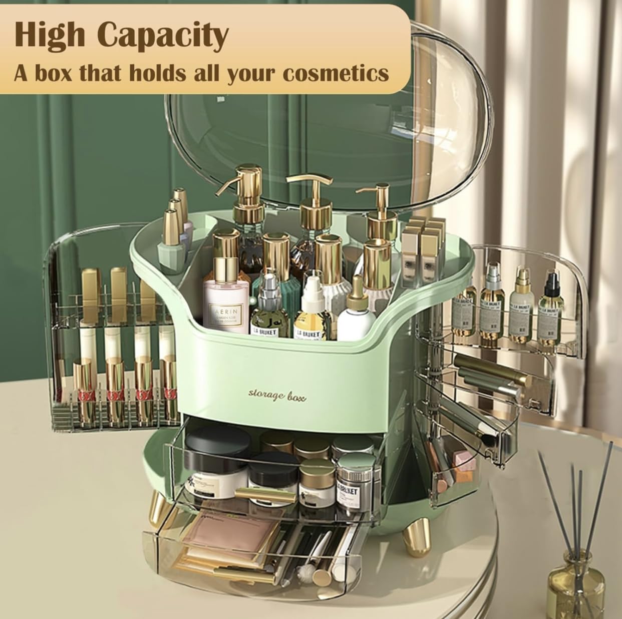 DailyTrade Makeup bag Storage Box, Countertop Portable Vanity Cosmetics MAKE UP bathroom organizers and Storage Cosmetics Organizer Box for Countertop & Drawers Skincare Organizers
