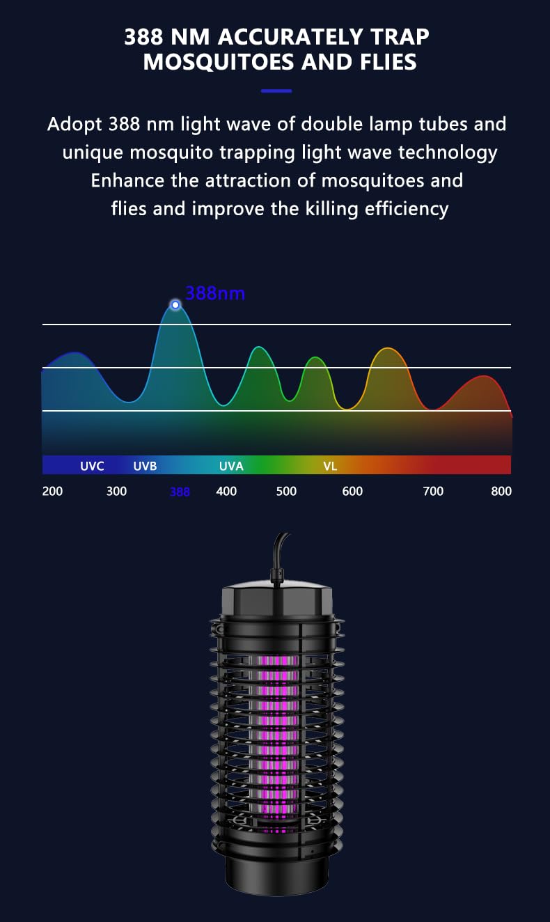 LED Bug Zapper Indoor, 10 Years Lifespan 3 Lamps Sustainable Less Power, 3800V Powerful Electric Mosquito Zapper, Durable Fly Trap Mosquito Trap, Fly Killer Fly Zapper