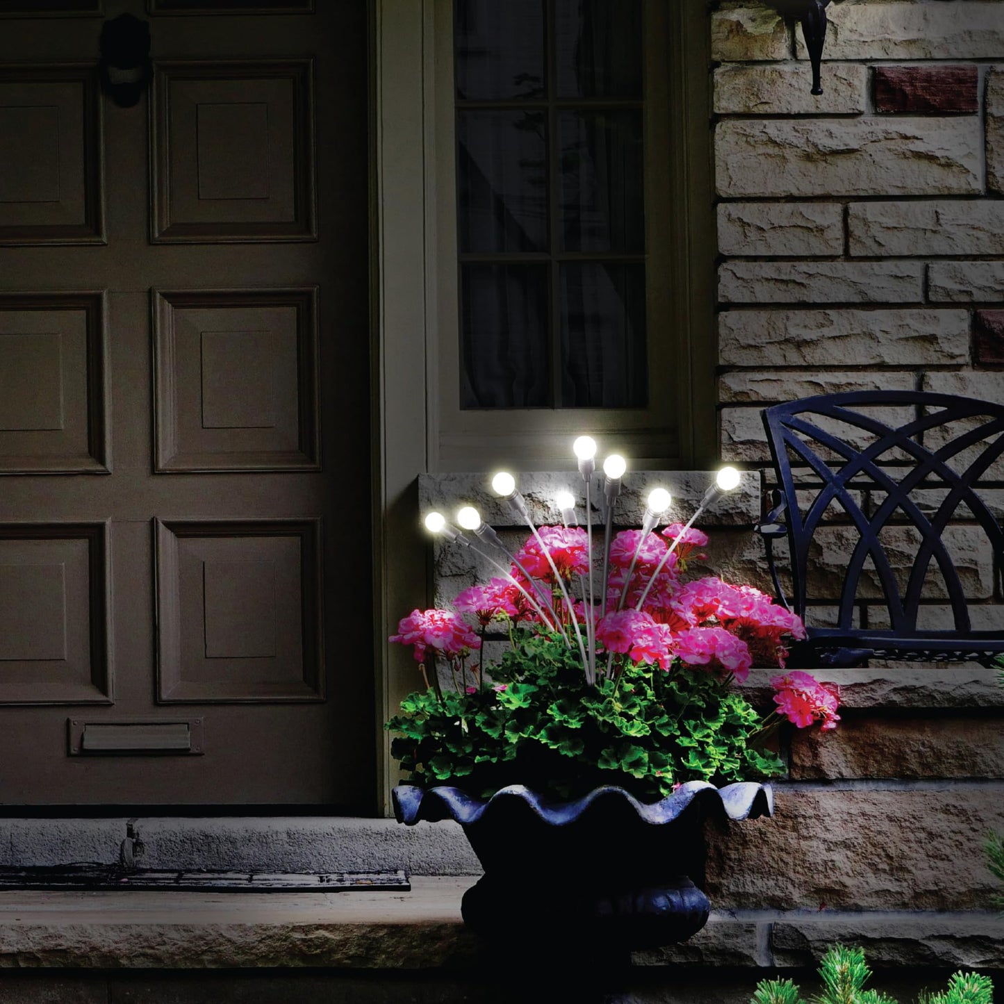Sensor Brite Solar Garden Lights, Adjustable Firefly Lights with 10-Hour Illumination, Auto ON/Off Outdoor Garden Lights, Easy Install LED Light Pair, Weatherproof Garden Decor, Pack of 2