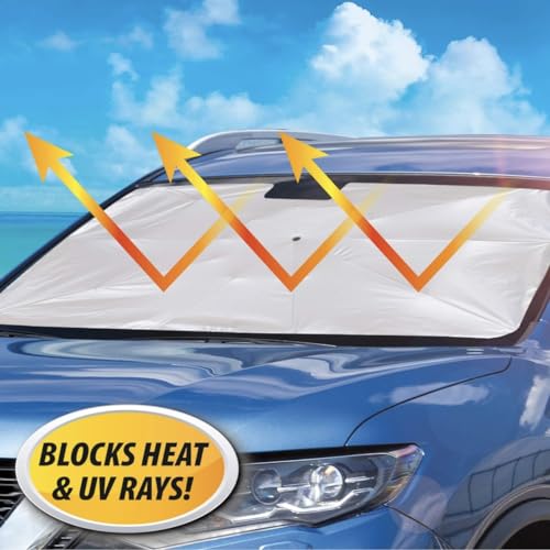Ultra-Fold Sun Shield: Premium Reflective Car Windshield Shade - Block UV Rays, Heat, and Keep Your Vehicle Cool - Fits Most Cars, SUVs, and Trucks