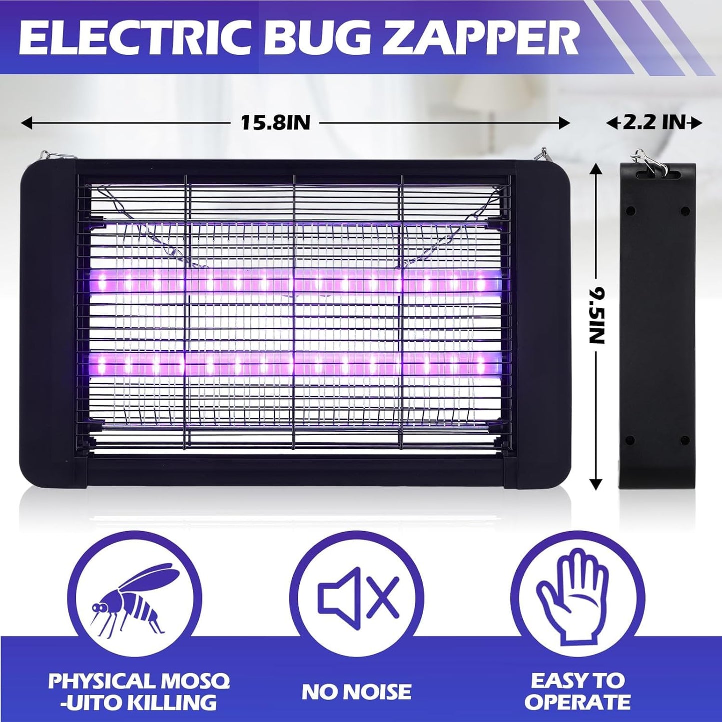 LED Bug Zapper Indoor, 10 Years Lifespan 3 Lamps Sustainable Less Power, 3800V Powerful Electric Mosquito Zapper, Durable Fly Trap Mosquito Trap, Fly Killer Fly Zapper
