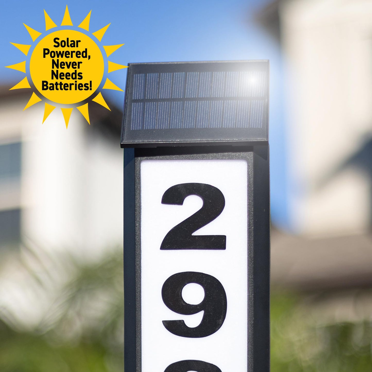 Sensor Brite Solar Powered Address Light, 360-Degree LED House Number Sign, Automatic & Adjustable Solar Address Sign, Includes 40 Numbers 4 X (0 to 9) & 26 Letters (A to Z)