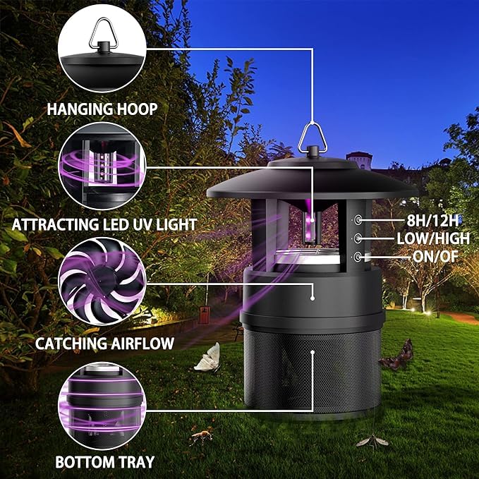 LED Bug Zapper Indoor, 10 Years Lifespan 3 Lamps Sustainable Less Power, 3800V Powerful Electric Mosquito Zapper, Durable Fly Trap Mosquito Trap, Fly Killer Fly Zapper