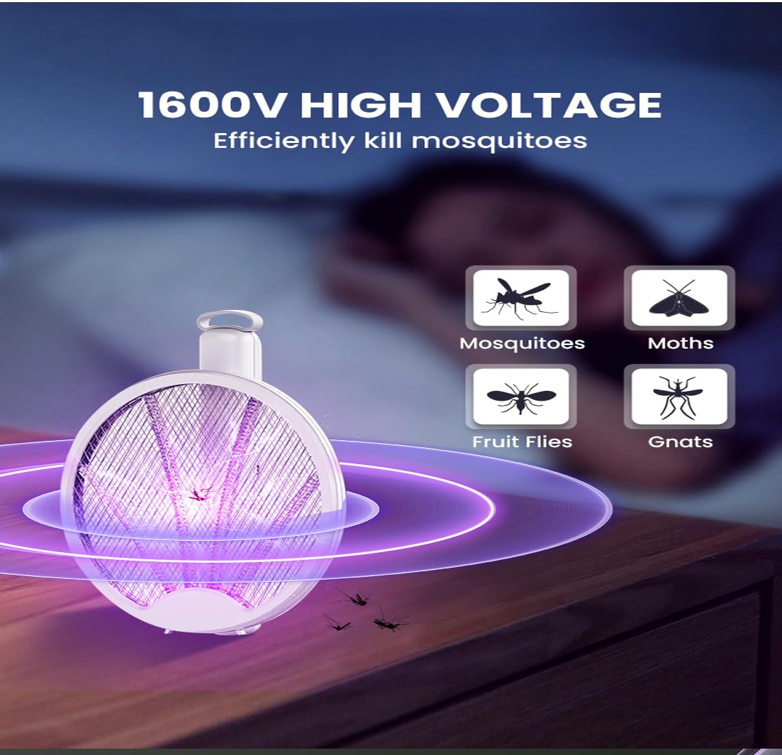 LED Bug Zapper Indoor, 10 Years Lifespan 3 Lamps Sustainable Less Power, 3800V Powerful Electric Mosquito Zapper, Durable Fly Trap Mosquito Trap, Fly Killer Fly Zapper