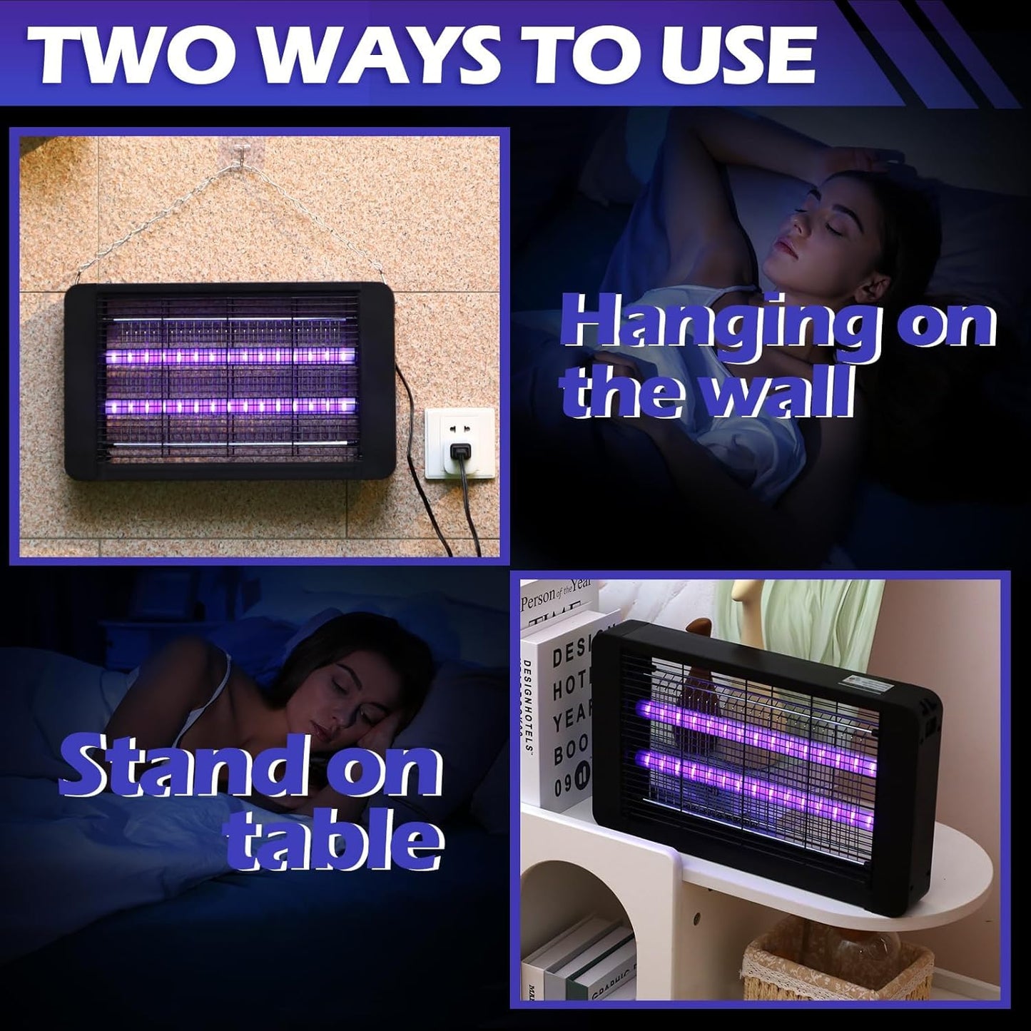 LED Bug Zapper Indoor, 10 Years Lifespan 3 Lamps Sustainable Less Power, 3800V Powerful Electric Mosquito Zapper, Durable Fly Trap Mosquito Trap, Fly Killer Fly Zapper