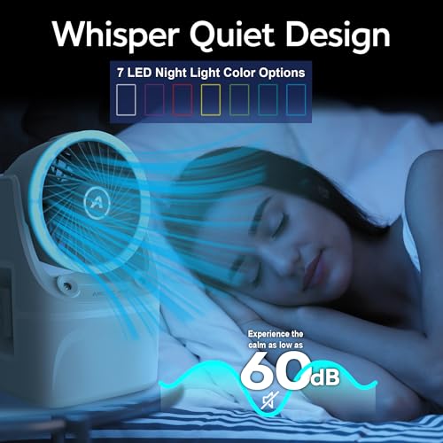 Arctic Air Ice Jet X3 Portable Air Cooler,Dual Mist Modes, Up to 8-Hour Cooling Time, 3-Speed Portable Cooler with Adjustable Airflow, USB C, LED Mood Light, Lightweight, Great for Home & Travel