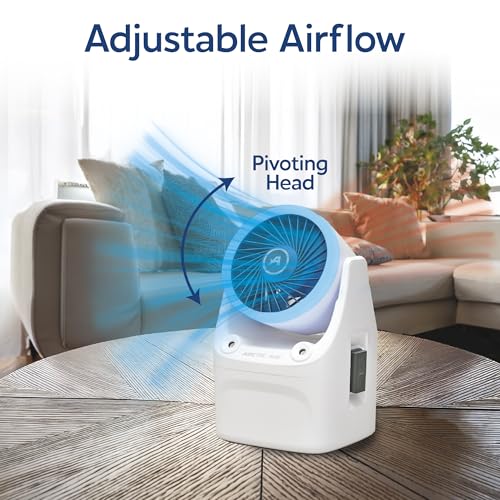 Arctic Air Ice Jet X3 Portable Air Cooler,Dual Mist Modes, Up to 8-Hour Cooling Time, 3-Speed Portable Cooler with Adjustable Airflow, USB C, LED Mood Light, Lightweight, Great for Home & Travel