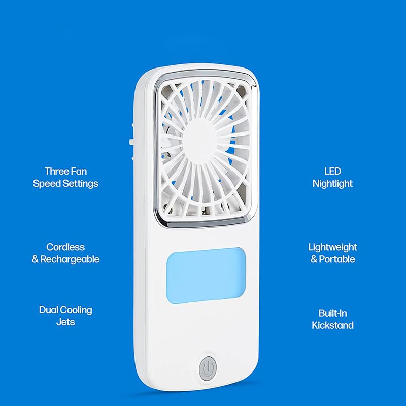 DailyTrade Air Pocket Chill Handheld Mini Fan: Rechargeable Personal Air Cooler with Hydro-Chill Technology, 3 Speeds, Built-in Kickstand - Cordless for Travel, Indoor, or Outdoor Use. By K.M.E