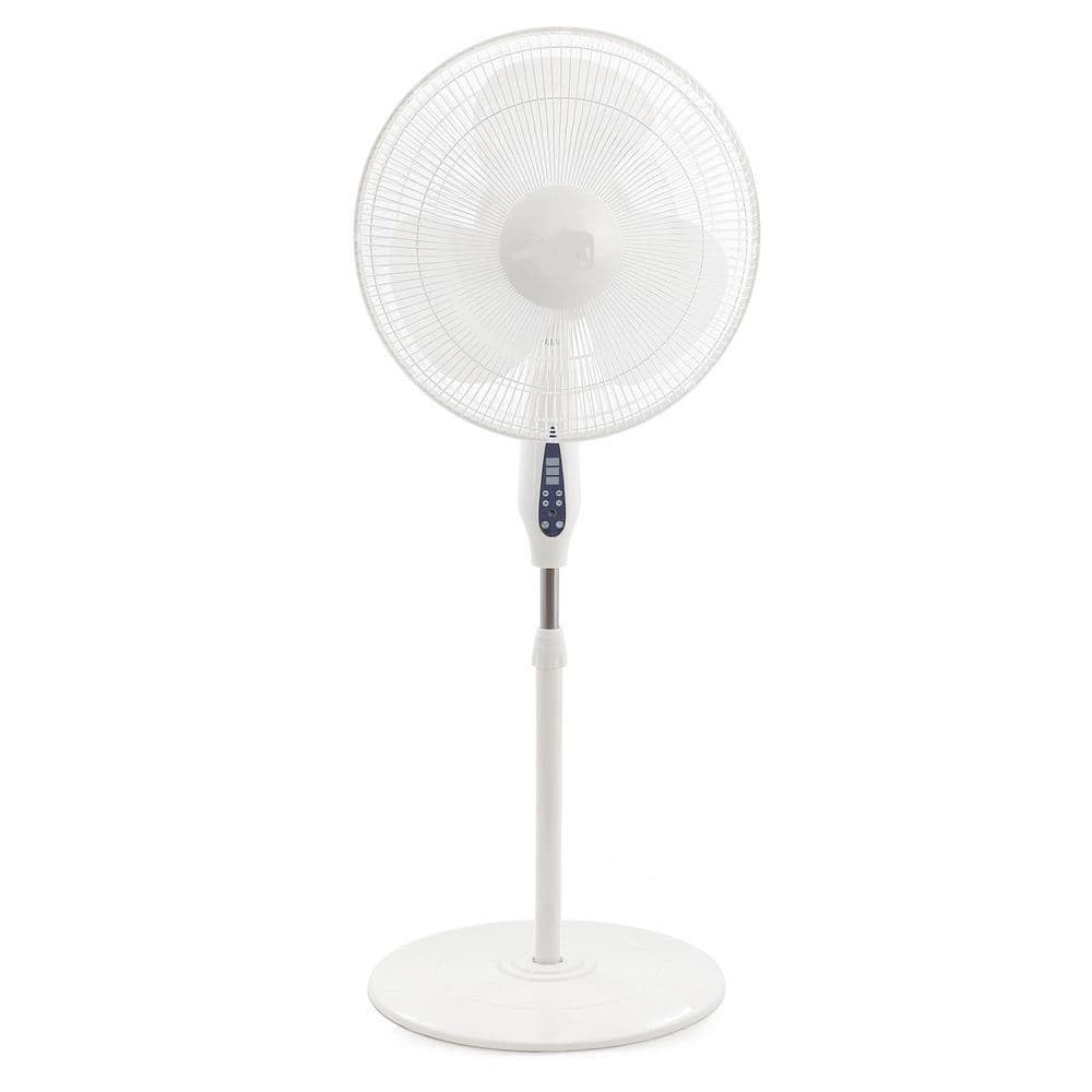 Pedestal Floor Fan 16 or 18 Inch Standing Fan for Home Office Bedroom with Oscillating Dual Blades Quiet AC Motor Adjustable Height Remote Control Timer Tilt Head Powerful Electric Fan