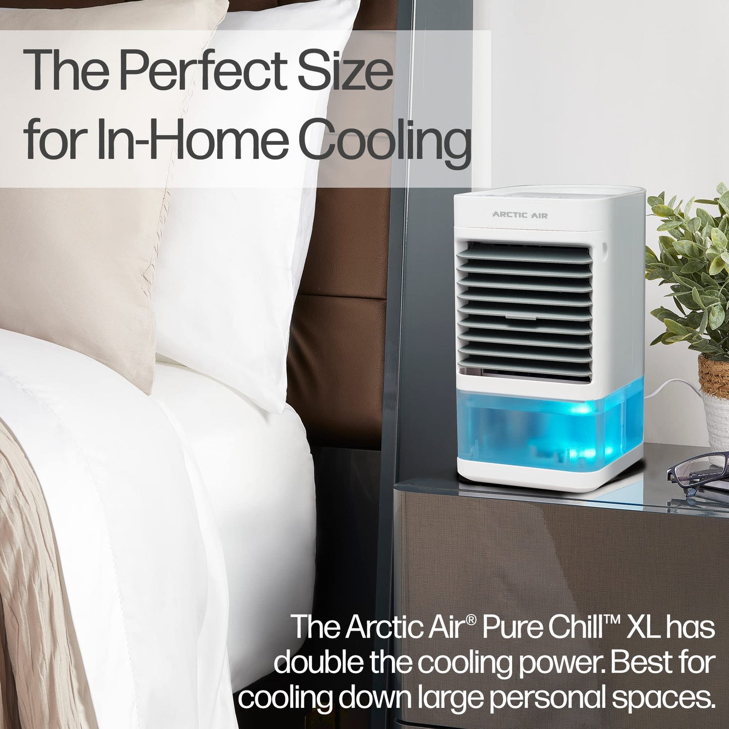 Arctic Air Pure Chill XL Evaporative Air Cooler - Powerful 4-Speed, Quiet, Lightweight Oscillating Portable Cooling Tower - Hydro-Chill Technology For Bedroom, Office, Living Room & More