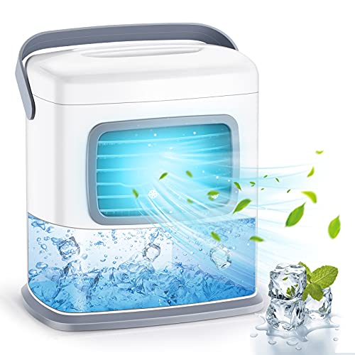 Quiet Evaporative Air Cooling Cooler - 3 in 1 Mini Air Conditioner Cooling Fan, 12H Timer 500ML Water Tank, Adjustable Angles w/2 Speeds, Ideal for Desk Table Home Room Bedroom Office Dorm