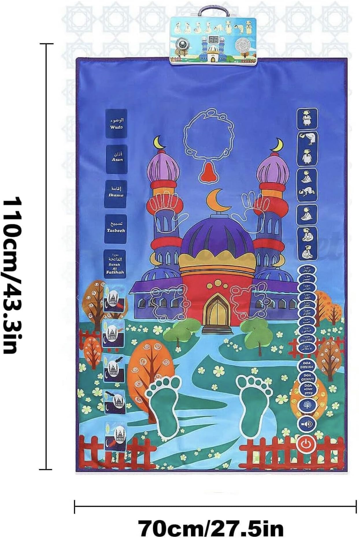 Educational Prayer Rug, Interactive Prayer Rug, sejadet sala for Kids with Speakers and Built in Touch Sensitive Buttons, LCD Counter, Professional Reciter, it Easily Helps Your Kids to Learn sala