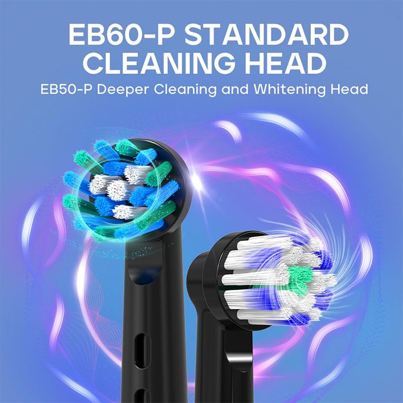 Electric Toothbrush for Adults with 3 Brush Heads, 5 Modes Rechargeable Power Toothbrush, 2 Min Smart Timer and IPX7 Waterproof (Black)
