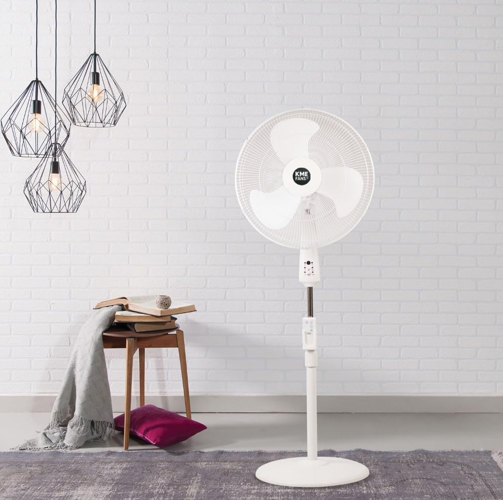 Pedestal Floor Fan 16 or 18 Inch Standing Fan for Home Office Bedroom with Oscillating Dual Blades Quiet AC Motor Adjustable Height Remote Control Timer Tilt Head Powerful Electric Fan