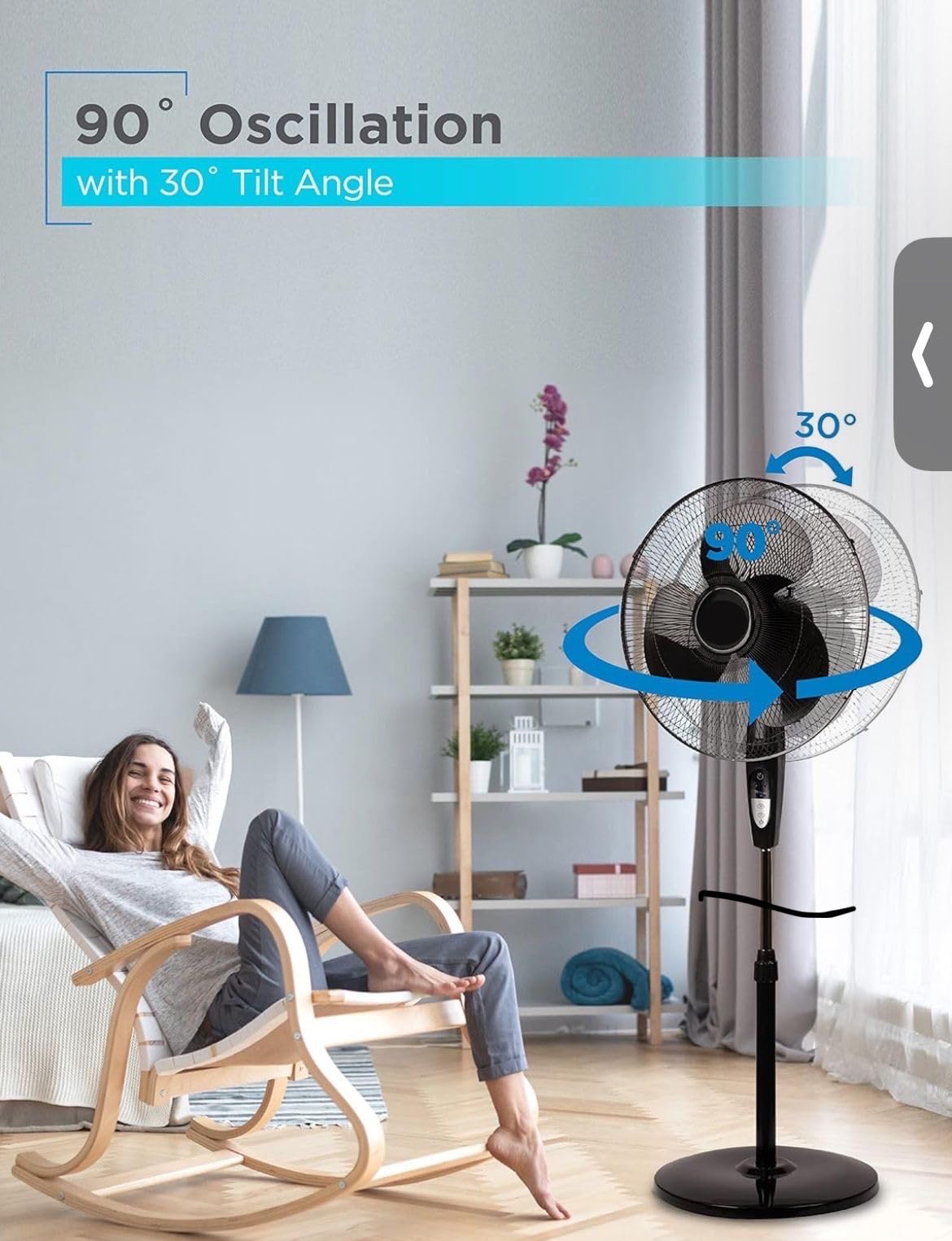Pedestal Floor Fan 16 or 18 Inch Standing Fan for Home Office Bedroom with Oscillating Dual Blades Quiet AC Motor Adjustable Height Remote Control Timer Tilt Head Powerful Electric Fan