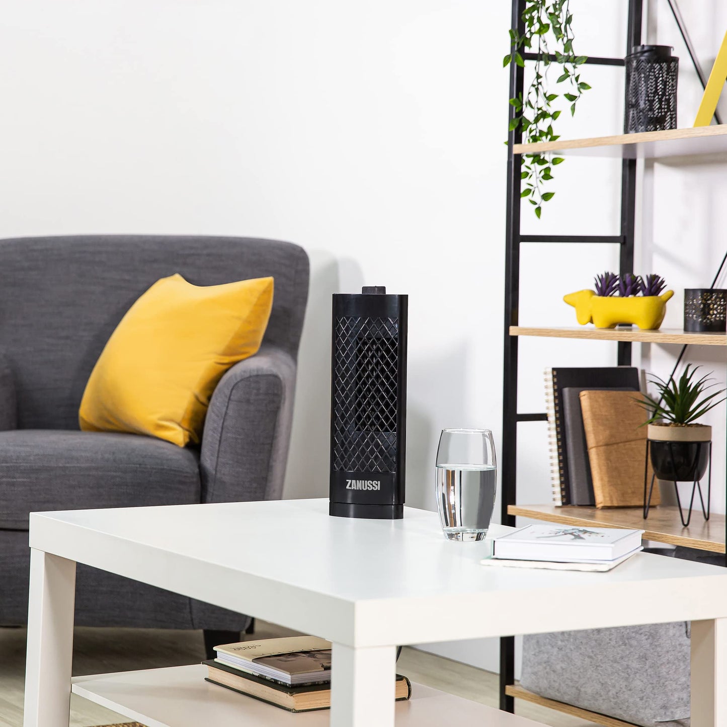 Zanussi 13" Inch, Lightweight, Portable Mini Tower Fan, 3 Speeds, Wide-Angled Oscillation, Powerful Airflow, Quiet Operation, Perfect For Homes Or Office, Black - ZNTF1321B