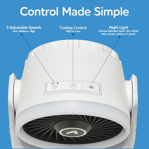 Arctic Air Ice Jet X3 Portable Air Cooler,Dual Mist Modes, Up to 8-Hour Cooling Time, 3-Speed Portable Cooler with Adjustable Airflow, USB C, LED Mood Light, Lightweight, Great for Home & Travel