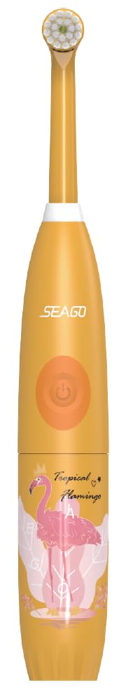 Kids Electric Toothbrush with Sonic Technology, Rechargeable, Soft Bristles, Heads, DIY Flamingo Stickers, Modes, Ideal for Ages 3–12, Perfect Girls Toddler Toothbrush