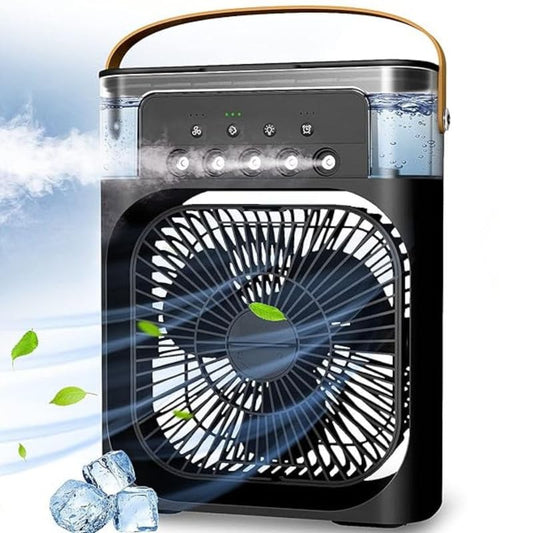 Drumstone (15 YEARS WARRANTY) White Portable Air Cooler. Equipped with a 500 ml water tank, USB personal,mini humidifier,7 colors LED light,3 timer settings, and 3 spray modes_M2_M2_Multicolor