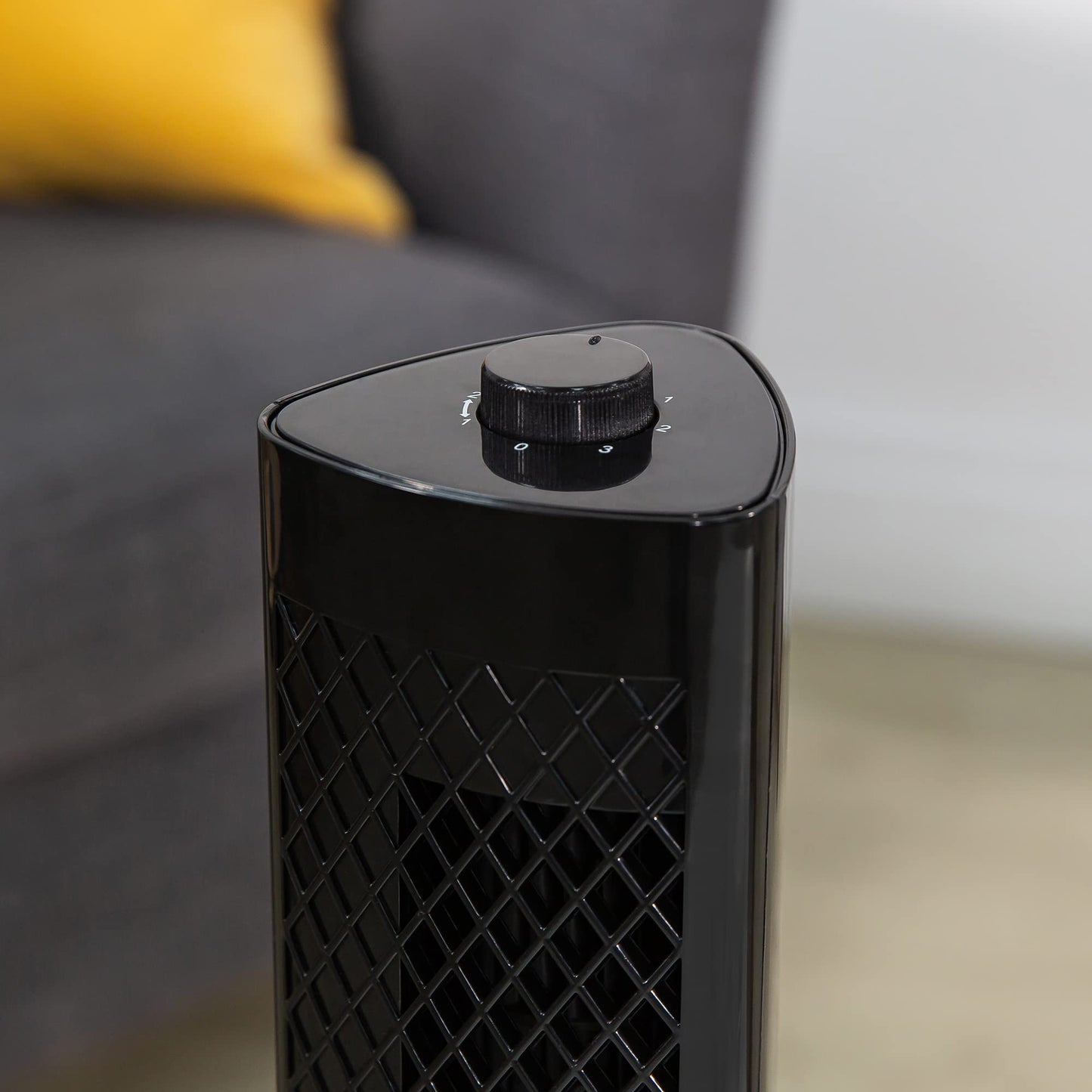 Zanussi 13" Inch, Lightweight, Portable Mini Tower Fan, 3 Speeds, Wide-Angled Oscillation, Powerful Airflow, Quiet Operation, Perfect For Homes Or Office, Black - ZNTF1321B