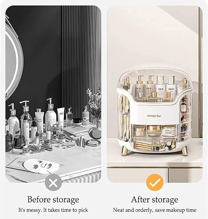 DailyTrade Makeup bag Storage Box, Countertop Portable Vanity Cosmetics MAKE UP bathroom organizers and Storage Cosmetics Organizer Box for Countertop & Drawers Skincare Organizers